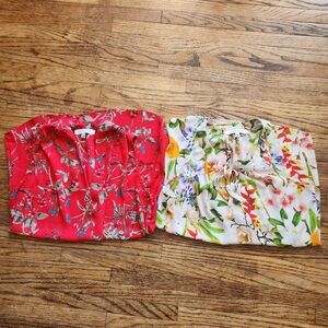 Lot of 2 Rose & Olive Womens Floral Sleeveless Tank Tops XS Cottagecore Boho